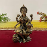 4 Inch Goddess Lakshmi Brass Idol - Pooja Statue Light Weight Home Decor - Crafts N Chisel - Indian Home Decor USA