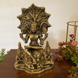 9 Inch Dakshinamurthy Brass Murti Idol - Hindu God Statue - Crafts N Chisel - Indian Home Decor USA