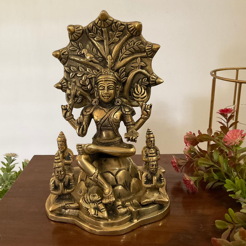 9 Inch Dakshinamurthy Brass Murti Idol - Hindu God Statue - Crafts N Chisel - Indian Home Decor USA