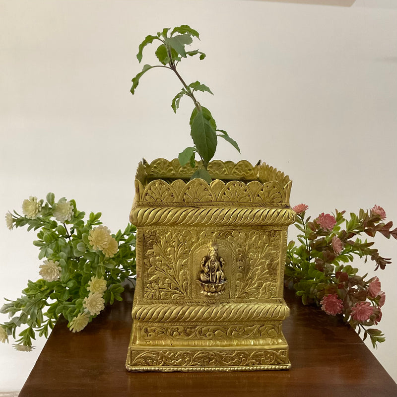 indian tulsi plant pot Decorative Brass Urli -Indian Handicrafts Home Decor