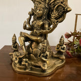 9 Inch Dakshinamurthy Brass Murti Idol - Hindu God Statue - Crafts N Chisel - Indian Home Decor USA