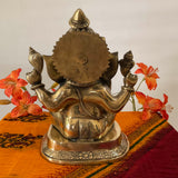 14 Inch Lord Ganesh Brass Idol - Ganpati Decorative Statue for Home Decor - Crafts N Chisel - Indian Home Decor USA