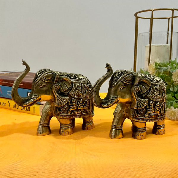 Brass Elephant (Set of 2) Table Decor - Crafts N Chisel - Indian Home Decor USA