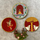 Krishna Shrinathji Cow Pichwai Wall Hanging - Decorative Round Plate - Crafts N Chisel - Indian Home Decor USA
