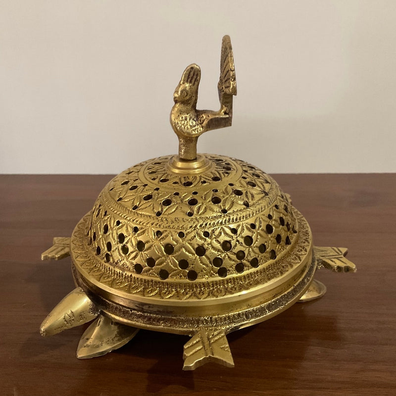 eSplanade Brass Incense Burner Dhoop Dani Stand with Handle - 15 cm eSplanade Brass Incense Burner Dhoop Dani Stand with Handle - 15 cm