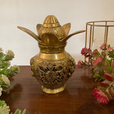 Lakshmi Ganesha Brass Kalash With Coconut For Pooja - Crafts N Chisel - Indian Home Decor USA