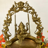 Ganesha Swing Decorative Brass Urli - Festive Indian Decor - Crafts N Chisel - Indian Home Decor USA