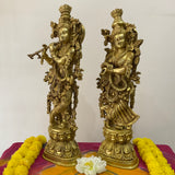 30 Inches Brass Idol of Radha Krishna - Handmade Decorative Figurines - Crafts N Chisel - Indian Home Decor USA
