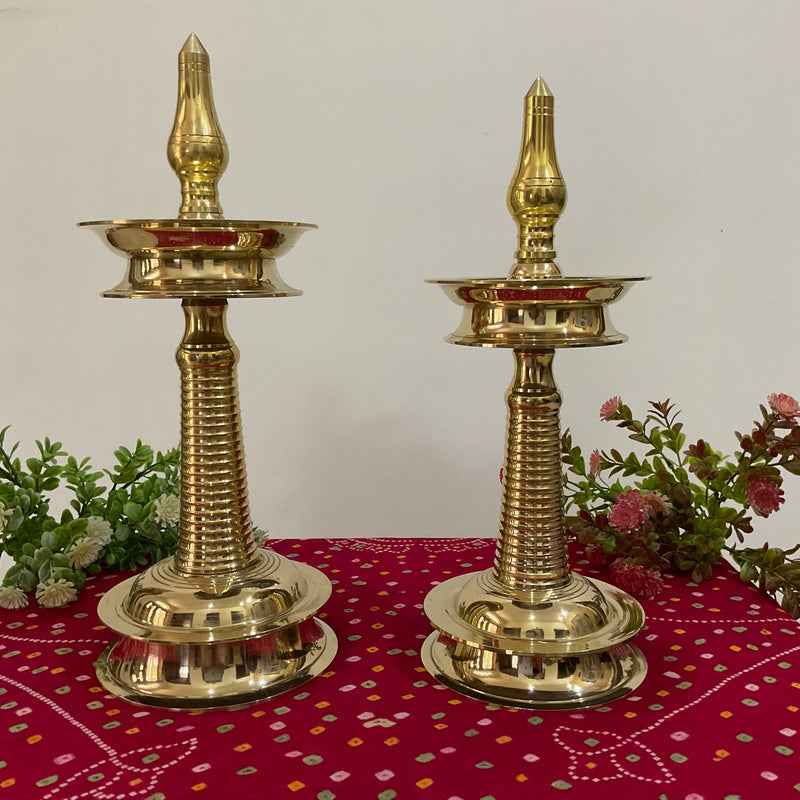 Brass Kerala Nilavilakku (Set of 2) - Handmade Brass lamp - Decorative Decor - Crafts N Chisel - Indian Home Decor USA