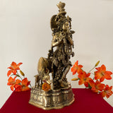 23 Inch Lord Krishna Cow Calf Brass idol - Krishna Statue for Indian Decor - Crafts N Chisel - Indian Home Decor USA