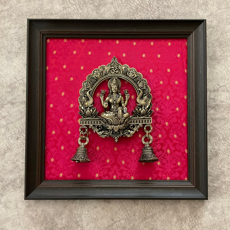 Lakshmi Ganesh Framed Wall Hanging - Crafts N Chisel - Indian Home Decor USA