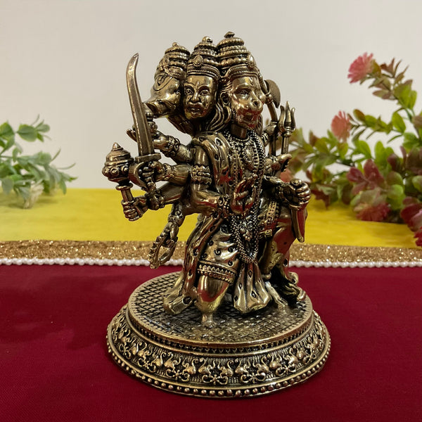 5 Inch Panchmukhi Hanuman Idol - Pooja Statue Light Weight Home Decor - Crafts N Chisel - Indian Home Decor USA