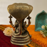 Narsimha Lakshmi Brass Idol - 8.5 Inch Statue Vishnu Avatar Home Pooja Decor - Crafts N Chisel - Indian Home Decor USA