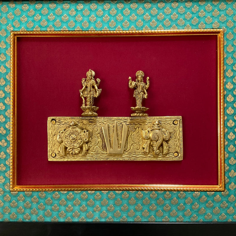 Vishnu Lakshmi And Shanku Chakra Namah Divine Wall Hanging - Crafts N Chisel - Indian Home Decor USA