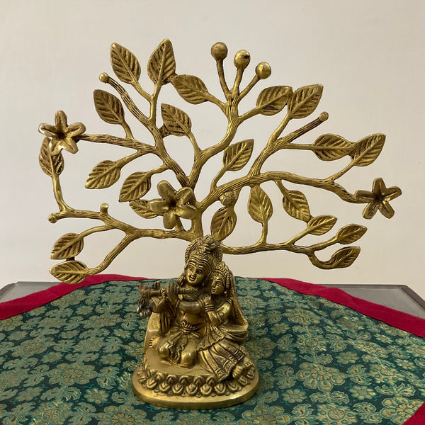Radha Krishna Idol With Tree Pooja Murti, Home Decor - Crafts N Chisel - Indian Home Decor USA