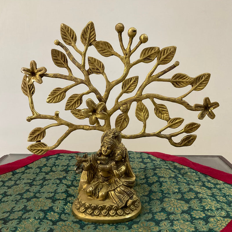 Radha Krishna Idol With Tree Pooja Murti, Home Decor - Crafts N Chisel - Indian Home Decor USA