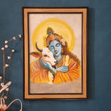 Krishna Cow Handmade Painting - Framed Wall Decor - Crafts N Chisel - Indian Home Decor USA