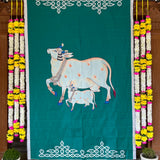 Pichwai Cow Backdrop With Artificial Flower Garlands (Set of 7 pcs) - Festive Decoration Wall Hanging - Crafts N Chisel - Indian Home Decor USA