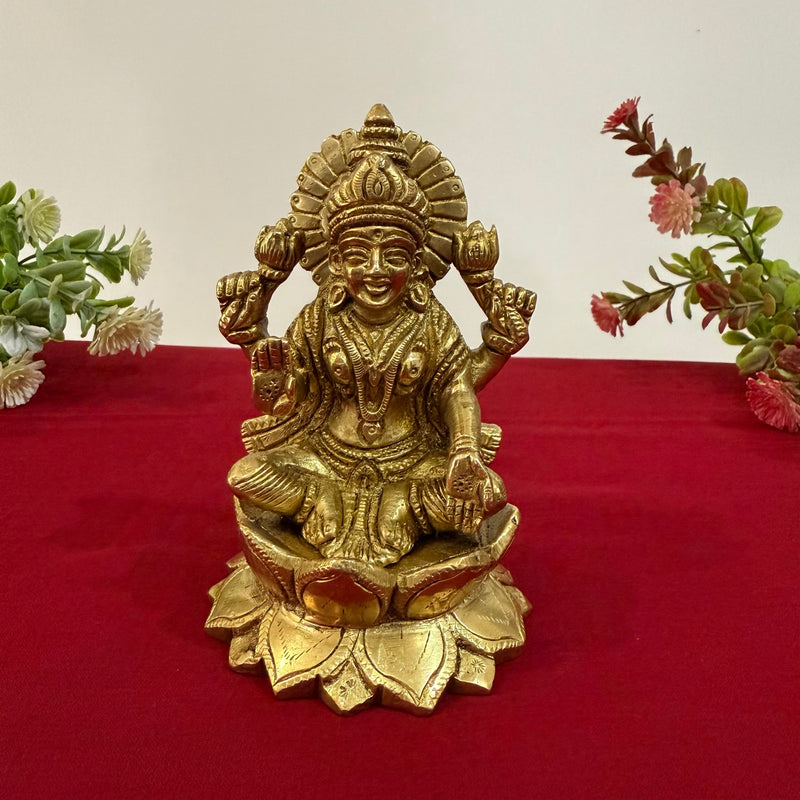 5 Inches Brass Lakshmi Ganesh Statue - Pooja Idol for Home - Festive Decor - Crafts N Chisel - Indian Home Decor USA
