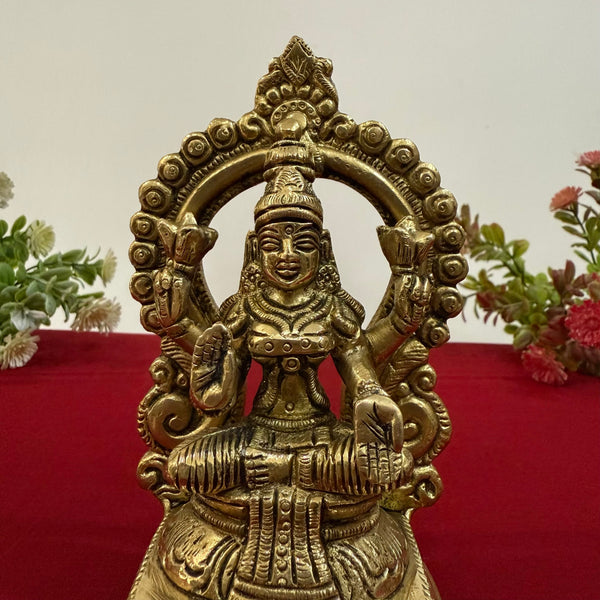 5 Inch Lakshmi Ganesh With Prabhavali Brass Idol - Pooja Statue for Home - Festive Decor - Crafts N Chisel - Indian Home Decor USA
