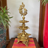 20 Inch Annapakshi Brass Diya Lamp (Set of 2) For Pooja Room Decor - Crafts N Chisel - Indian Home Decor USA
