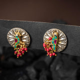 Parrot Chakra Sterling Silver Earrings - Crafts N Chisel - Indian Home Decor USA