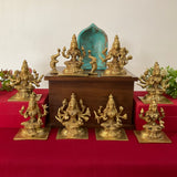 5 Inches Ashtalakshmi Brass Idol - Decorative Figurine - Crafts N Chisel - Indian Home Decor USA