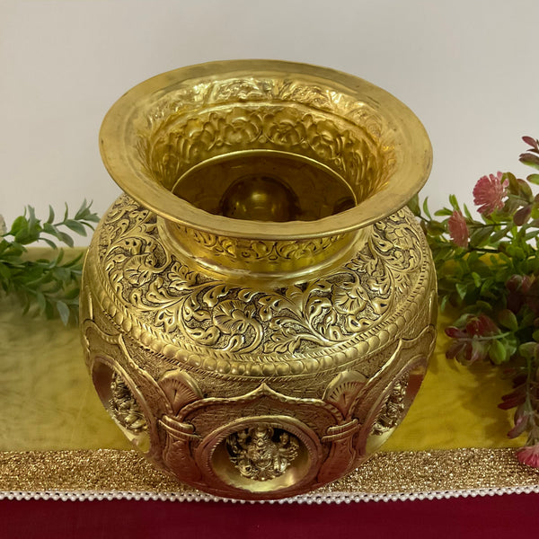 Ashtalakshmi Brass Kalash For Pooja - Lightweight home decor - Crafts N Chisel - Indian Home Decor USA