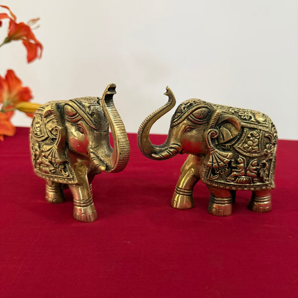 Brass Elephant (Set of 2) Table Decor - Crafts N Chisel - Indian Home Decor USA