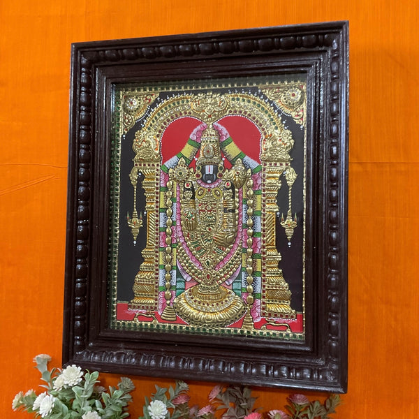 Lord Tirupati Balaji - Venkateshwara 3D Tanjore Painting - Tradtional Wall Art - Crafts N Chisel - Indian Home Decor USA