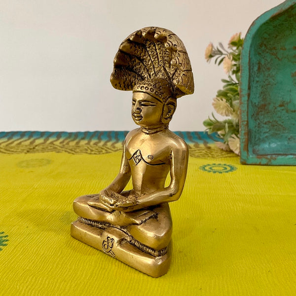 Parshvanatha Swamy Jain Tirthankara Brass Idol - Decorative Statue - Crafts N Chisel - Indian Home Decor USA