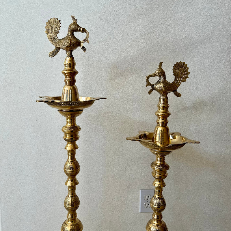 Annapakshi Nilavilakku (Set of 2) - Kuthu Vilakku Brass lamp - Decorative Decor - Crafts N Chisel - Indian Home Decor USA