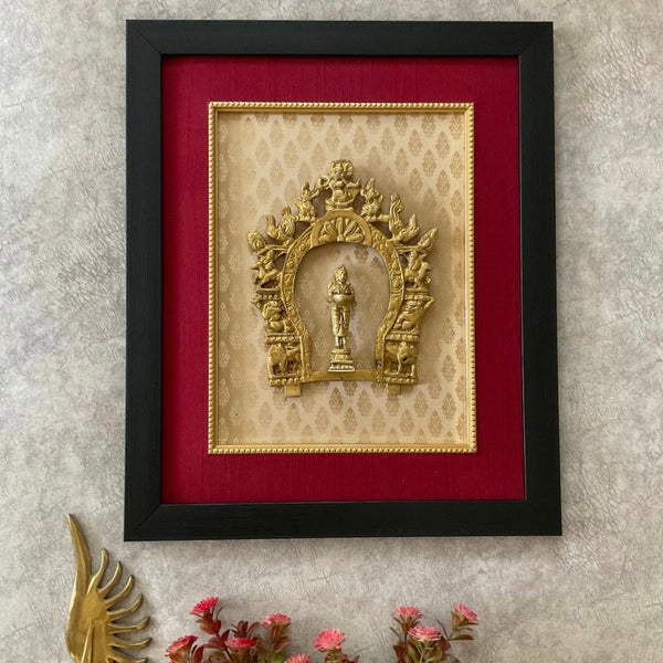 Frame Brass Prabhavali With Deep Lakshmi - Ethnic Wall Decor - Crafts N Chisel - Indian Home Decor USA