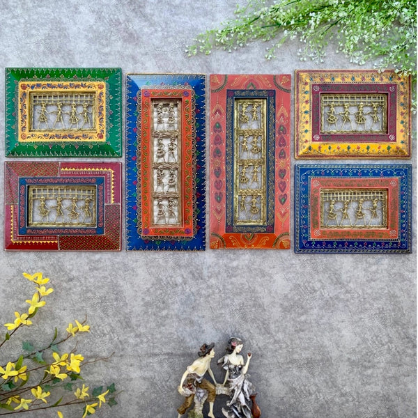 Dhokra Rajasthani Wall Hanging (Set of 6) - Wall Decor - Home Decor - Crafts N Chisel - Indian Home Decor USA