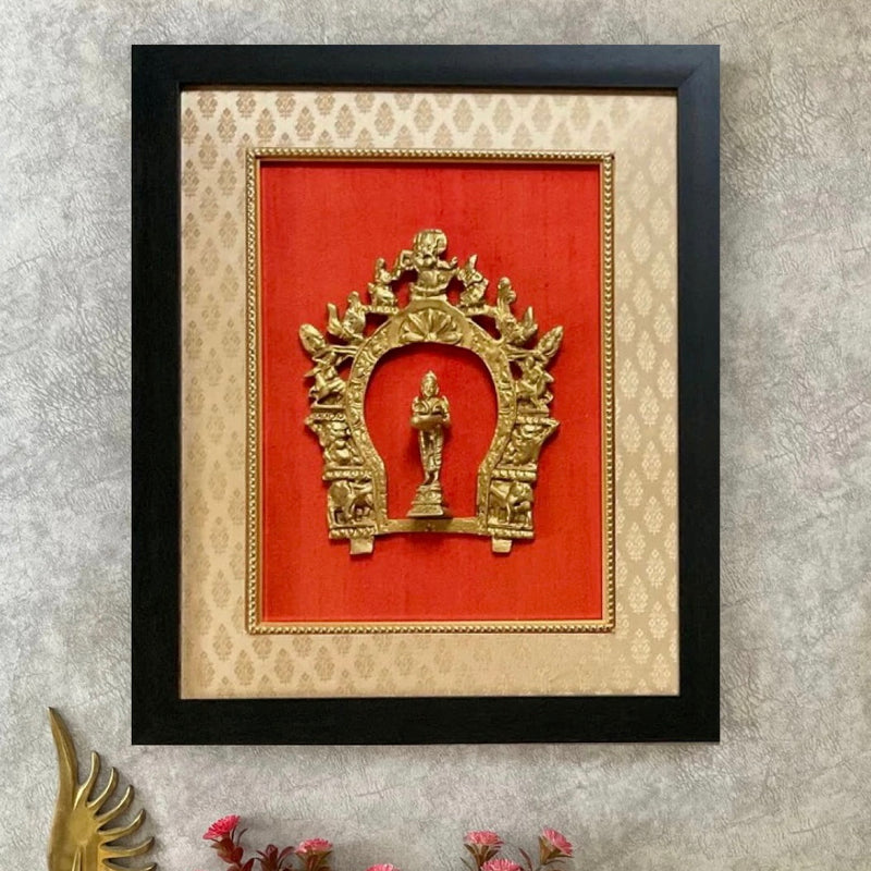 Frame Brass Prabhavali With Deep Lakshmi - Ethnic Wall Decor - Crafts N Chisel - Indian Home Decor USA