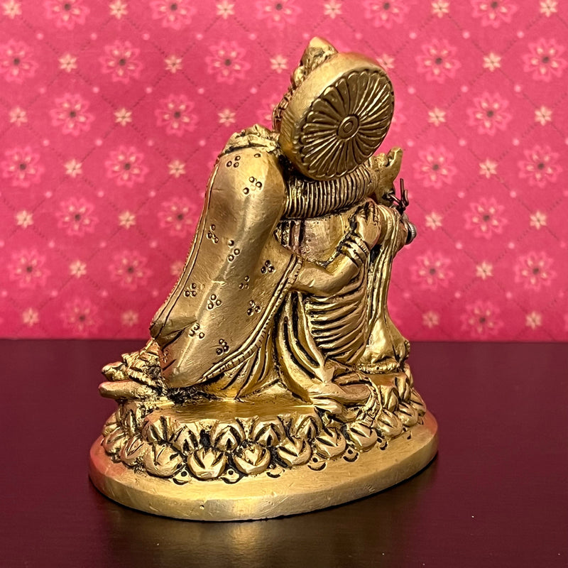 4 Inches Radha Krishna Decorative Brass Idol and Statue - Crafts N Chisel - Indian Home Decor USA