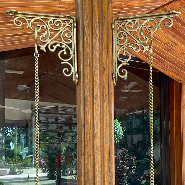 Brass Brackets Hanger - Holder (Set of 2) - Crafts N Chisel - Indian Home Decor USA