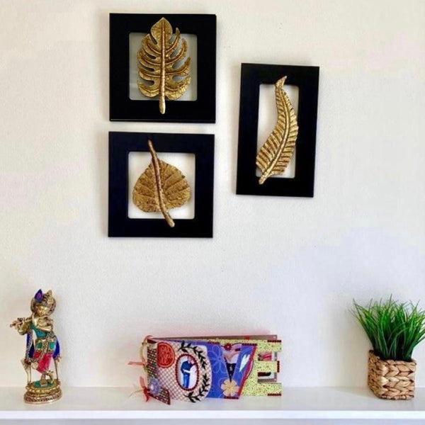 Brass Leaf Wall Hanging (Set of 3) - Crafts N Chisel - Indian Home Decor USA