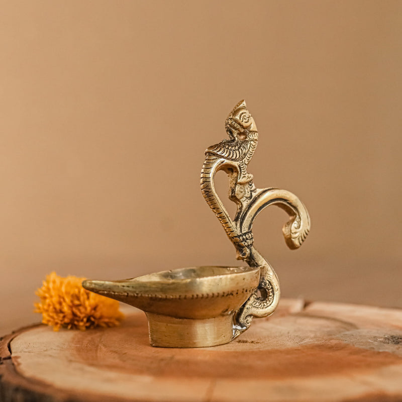 Peacock Diya Brass lamp (Set of 2) - Pooja Decor - Crafts N Chisel - Indian Home Decor USA