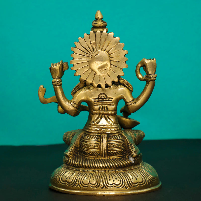 8 Inches Lakshmi Ganesh Saraswati Brass Idol - Decorative Home Decor - Crafts N Chisel - Indian Home Decor USA