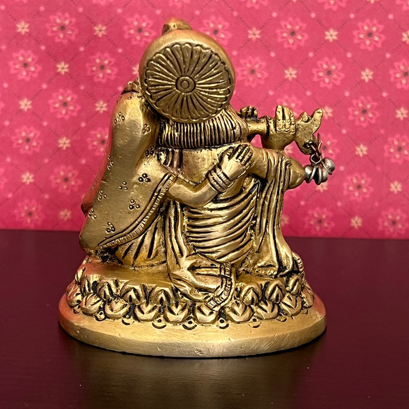 4 Inches Radha Krishna Decorative Brass Idol and Statue - Crafts N Chisel - Indian Home Decor USA