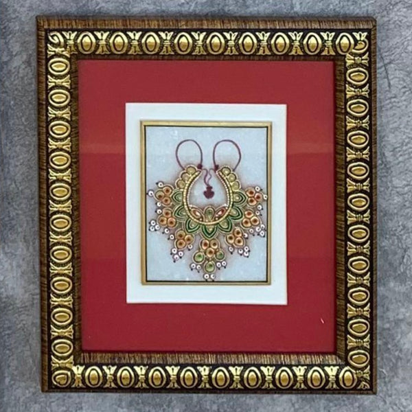 Handcrafted Jewelry Painting - Gold Leaf Meenakari Marble Art - Wall Hanging, Wall Decor - Crafts N Chisel - Indian Home Decor USA