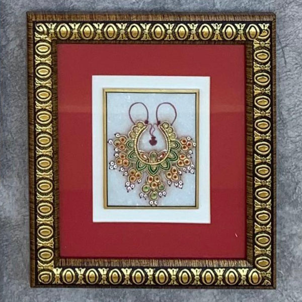 Handcrafted Jewelry Painting - Gold Leaf Meenakari Marble Art - Wall Hanging, Wall Decor - Crafts N Chisel - Indian Home Decor USA