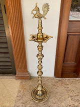 4 Feet - 48 Inches Annapakshi Nilavilakku (Set of 2) - Kuthu Vilakku Brass lamp - Decorative Decor - Crafts N Chisel - Indian Home Decor USA