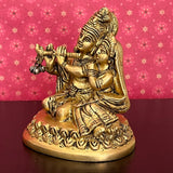 4 Inches Radha Krishna Decorative Brass Idol and Statue - Crafts N Chisel - Indian Home Decor USA