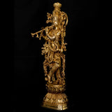 30 Inches Brass Idol of Radha Krishna - Handmade Decorative Figurines - Crafts N Chisel - Indian Home Decor USA