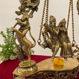 Radha Krishna Swing Brass Idol - Krishna Statue For Home Decor - Crafts N Chisel - Indian Home Decor USA