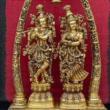 30 Inches Brass Idol of Radha Krishna - Handmade Decorative Figurines - Crafts N Chisel - Indian Home Decor USA