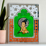 14 Inches Baby Krishna Lippan Art Wall Hanging - Clay Mirror Wall Decor - Crafts N Chisel - Indian Home Decor USA