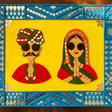 Welcome Couple Lippan Art Wall Hanging - Clay Mirror Wall Decor - Crafts N Chisel - Indian Home Decor USA